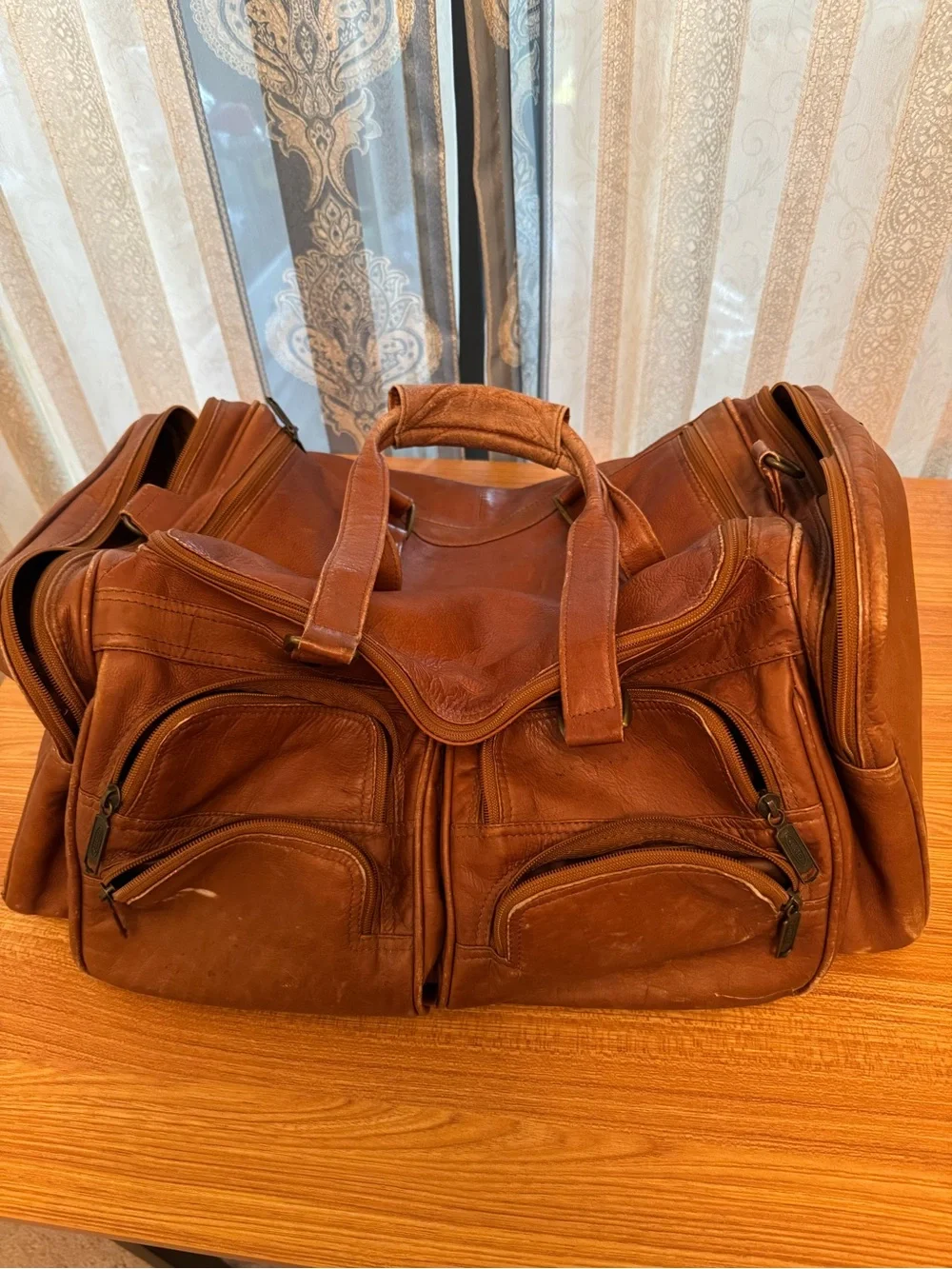 Men's Brown Leather Travel Duffle Bag by Cortez.